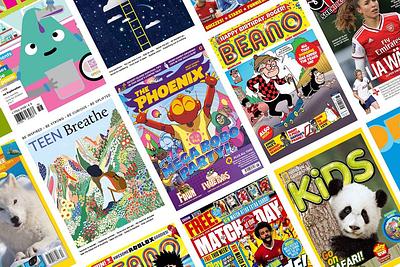 Cover collage of children's comics and magazines